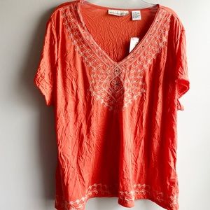 Requirements / Orange Top w/ embroidery - 3X (NWT)